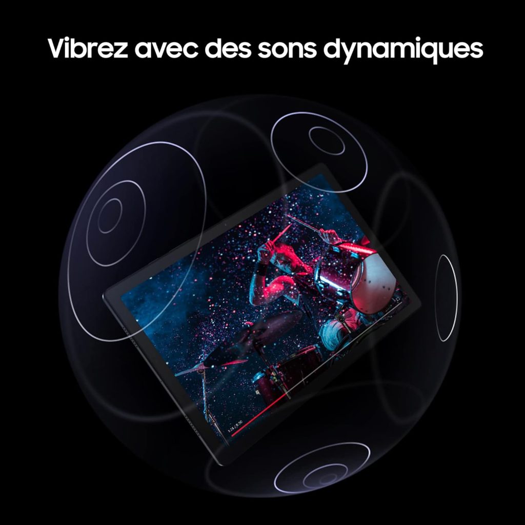 La tablette Samsung A8 offre 4 haut-parleurs de qualité.